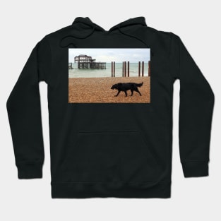 Brighton West Pier and Black Dog Hoodie